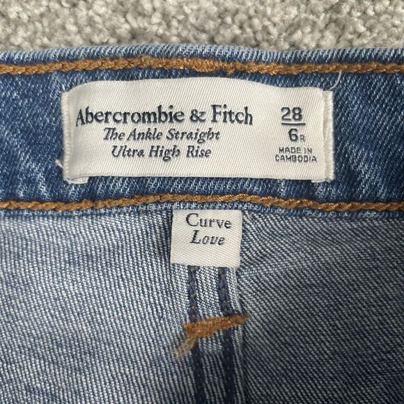 Abercrombie & Fitch Ankle Straight Ultra High Rise Curve Love Jeans Womens 6 28 - Picture 6 of 11